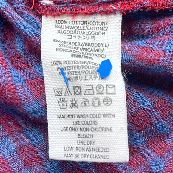 Free People Magical Plaid Embroidered Button Down Top Small Boho Western Fall - Picture 13 of 16